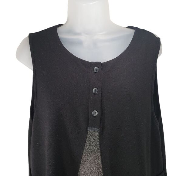 Terra SJ Apparel Shift Dress L Womens Sleeveless Black Minimalist Lagenlook Boxy - Picture 7 of 12